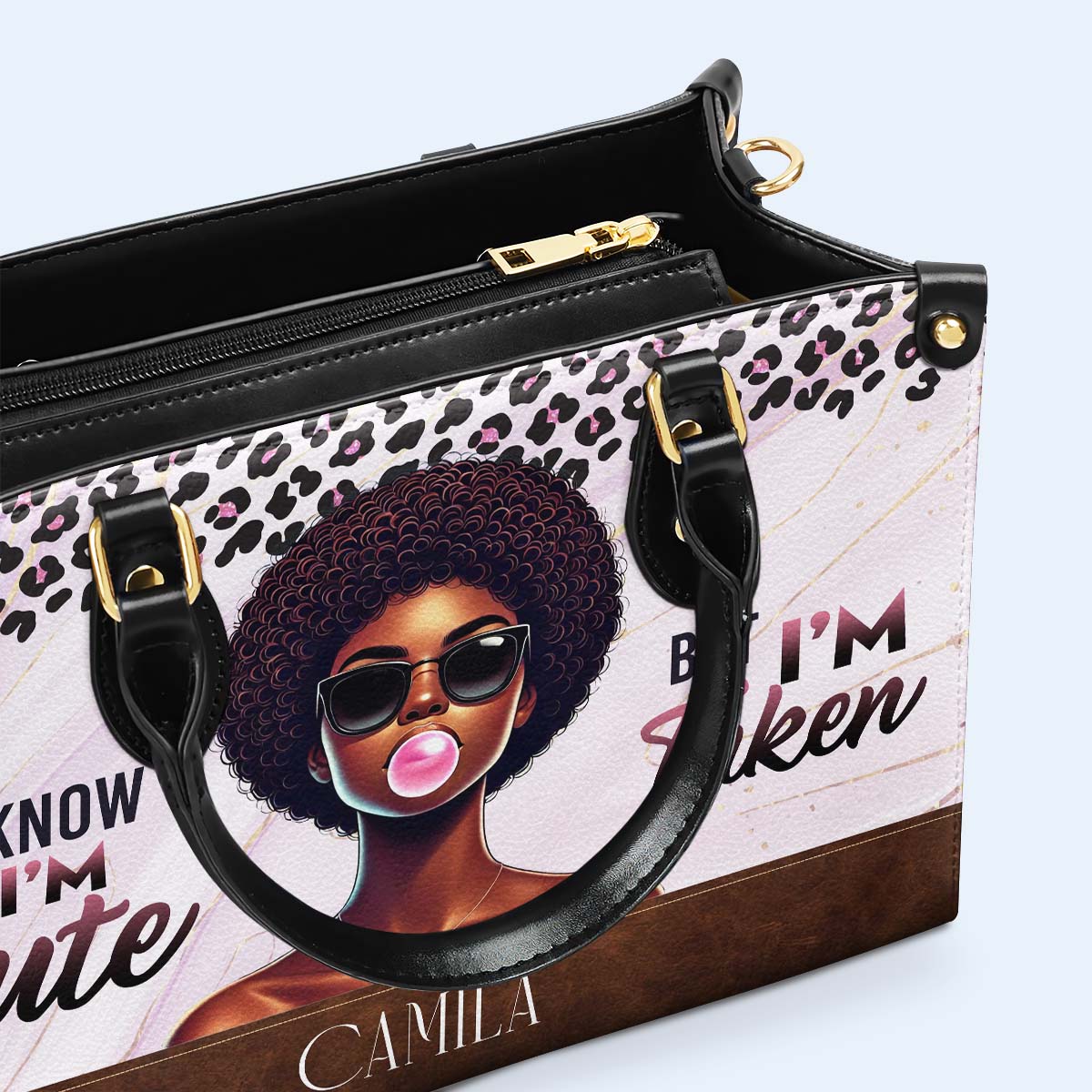 I'm Know, I'm Cute But I'm Taken - Personalized Custom Leather Handbag - DG073_HB