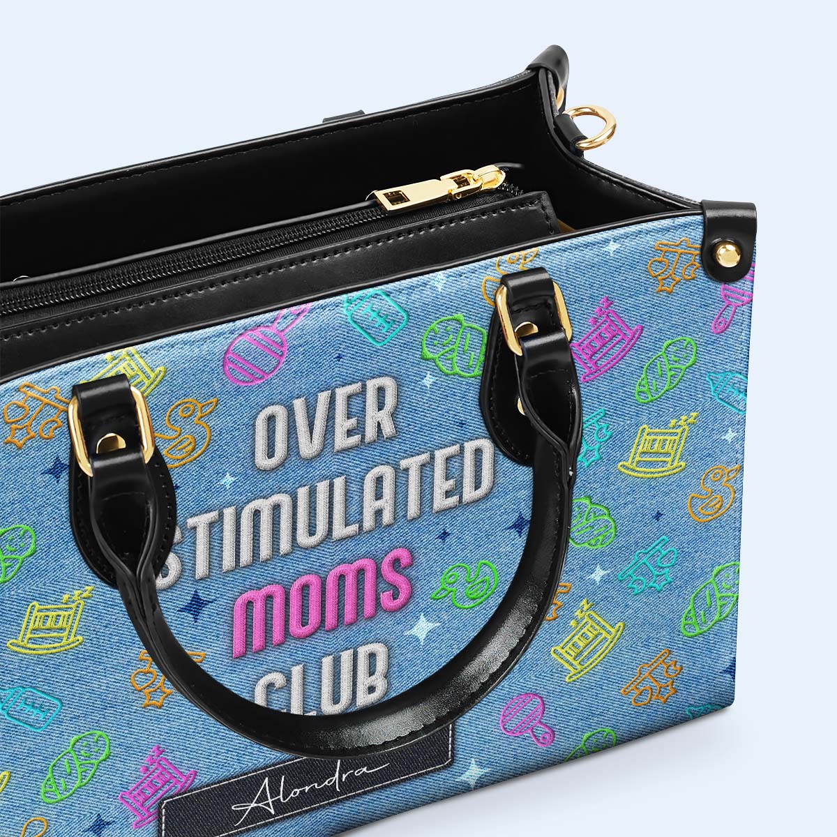 Over Stimulated Moms Club - Personalized Custom Leather Handbag - DG075_HB