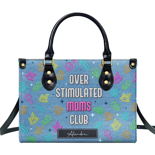 Club de mamás sobreestimuladas: bolso de mano de cuero personalizado - DG075_HB