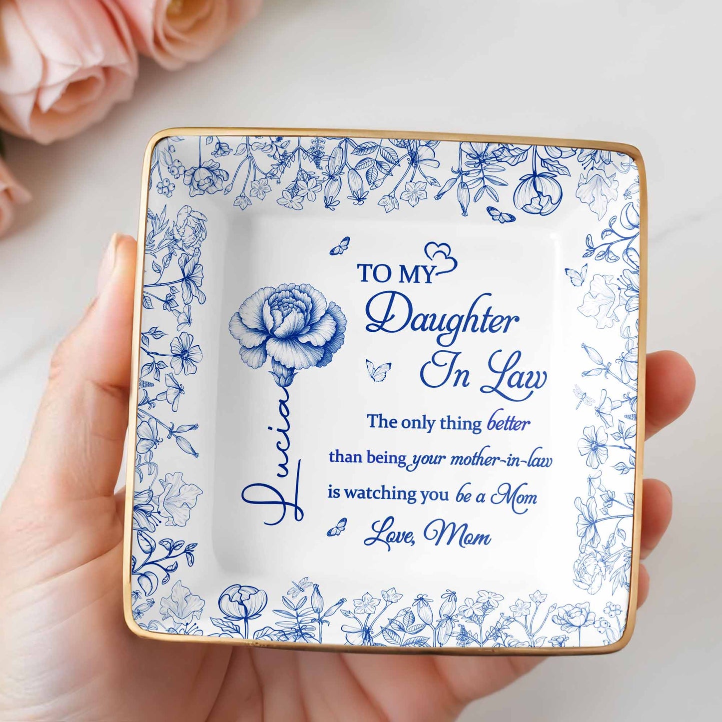 To My Daughter In Law, Flowers Ceramic Dish