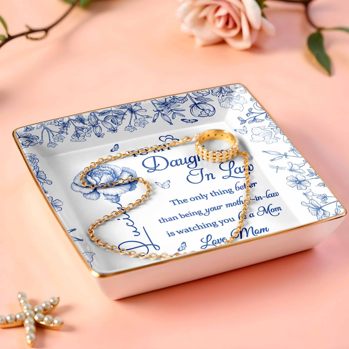 To My Daughter In Law, Flowers Ceramic Dish