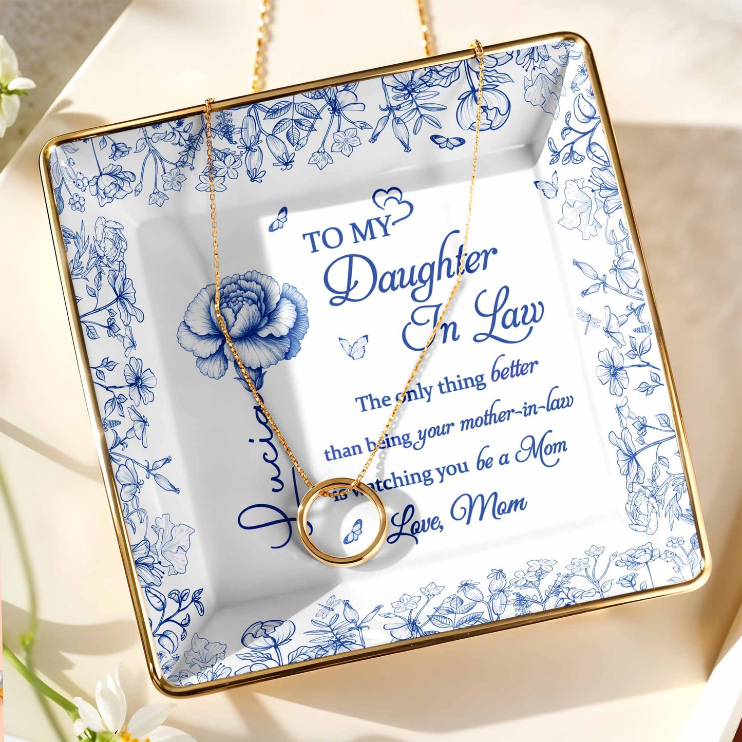 To My Daughter In Law, Flowers Ceramic Dish