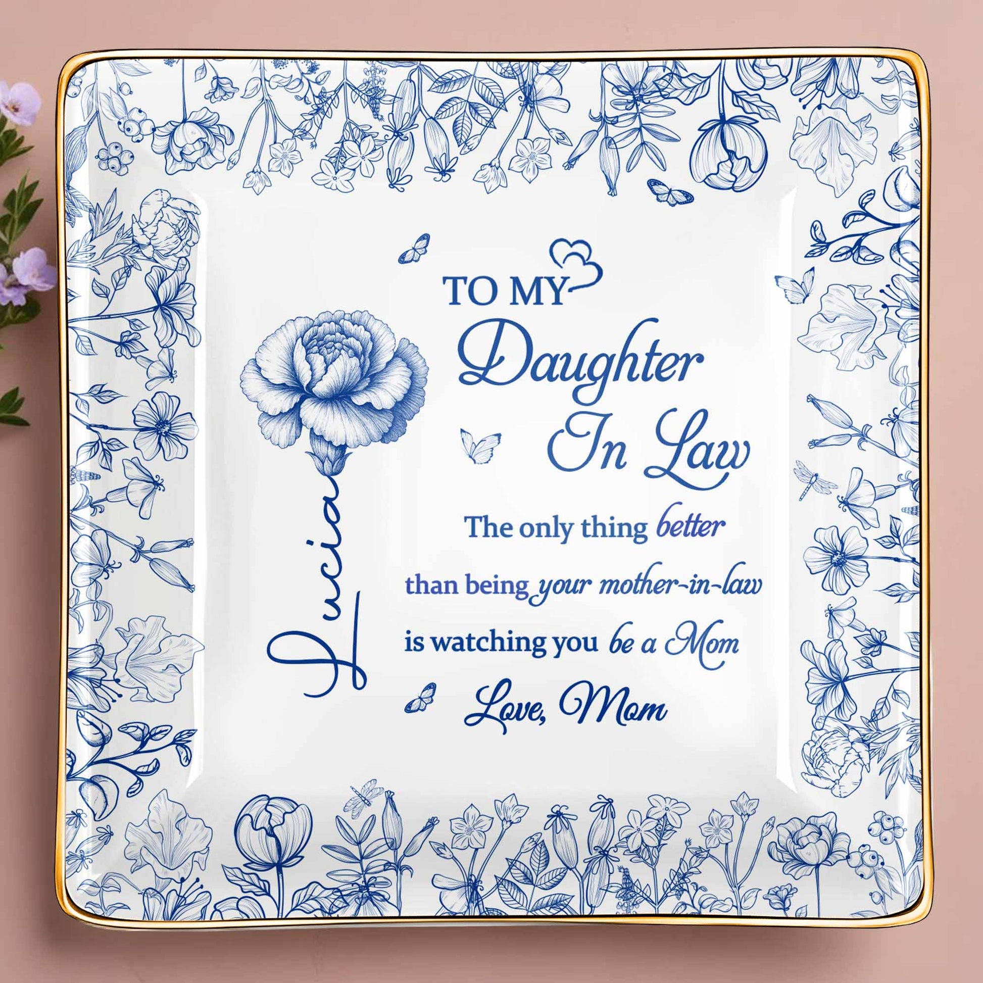 To My Daughter In Law, Flowers Ceramic Dish
