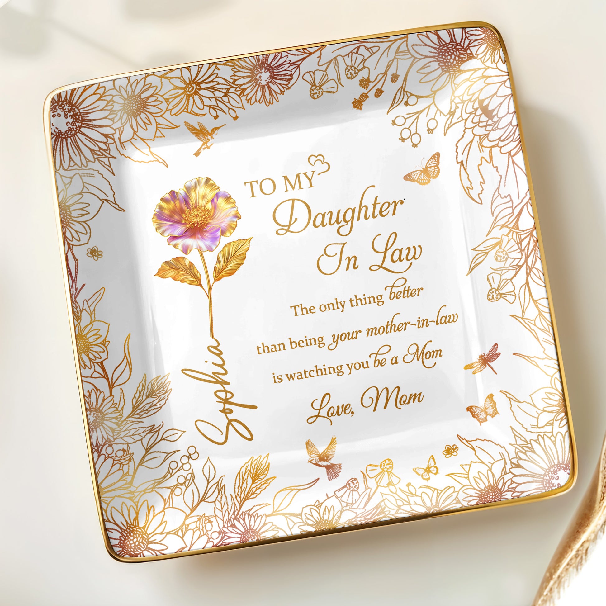 To My Daughter In Law, Flowers and Butterfly Design