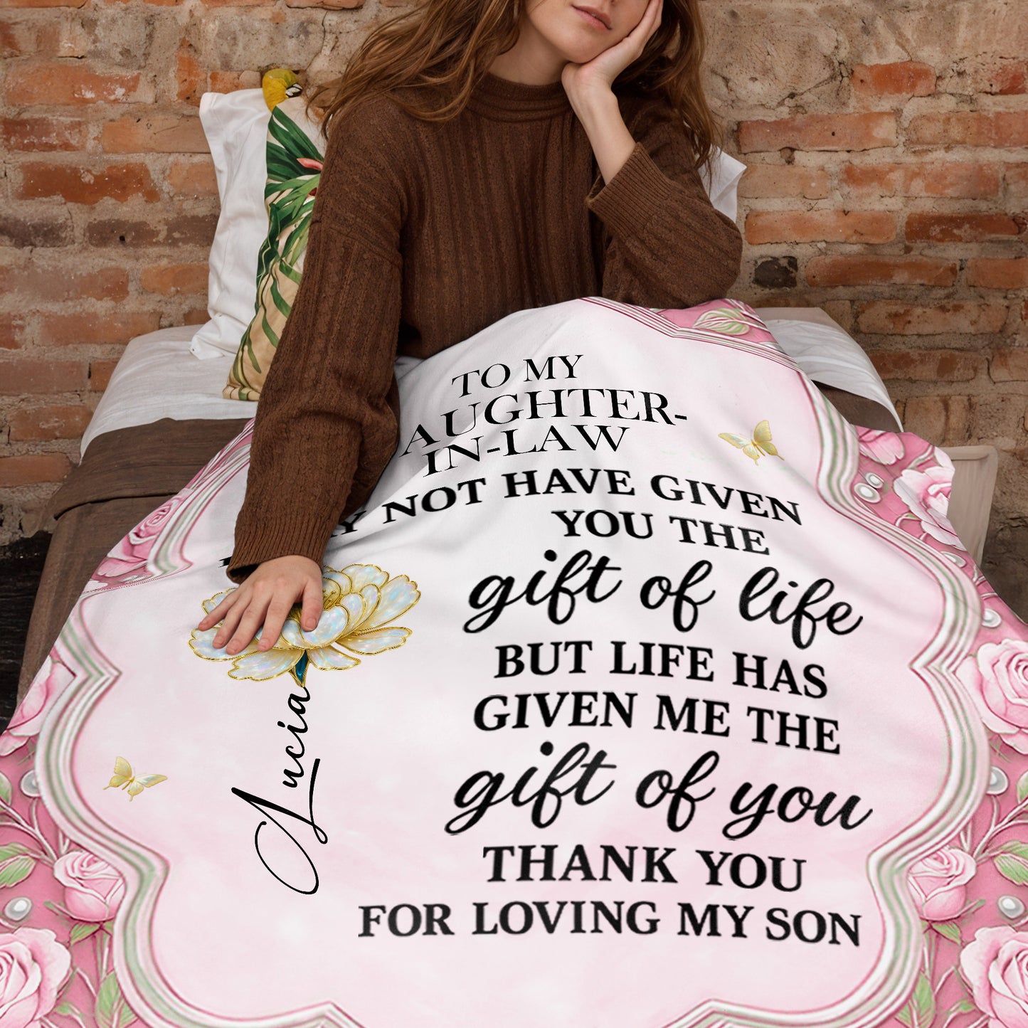 To My Daughter-In-Law, Thank You For Loving My Son, Flowers And Butterfly