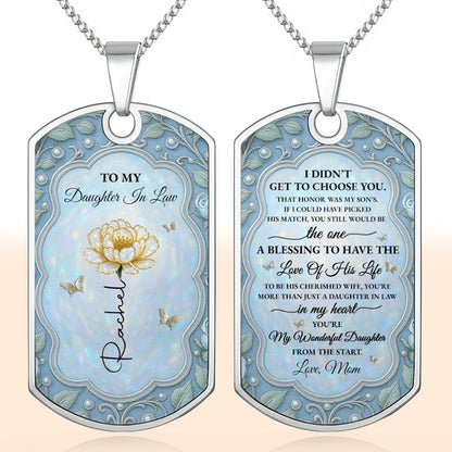 To My Daughter In Law, Flower And Butterflies Necklace