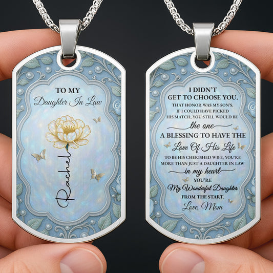 To My Daughter In Law, Flower And Butterflies Necklace