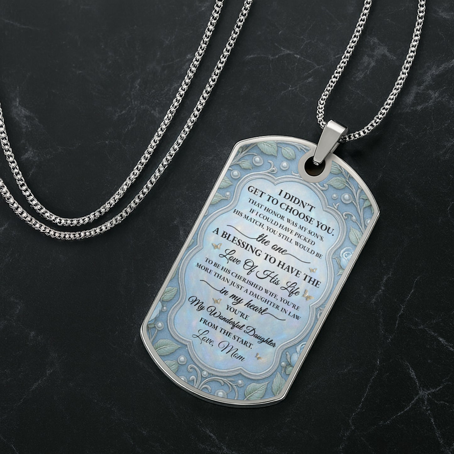 To My Daughter In Law, Flower And Butterflies Necklace