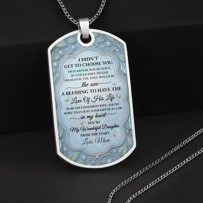 To My Daughter In Law, Flower And Butterflies Necklace