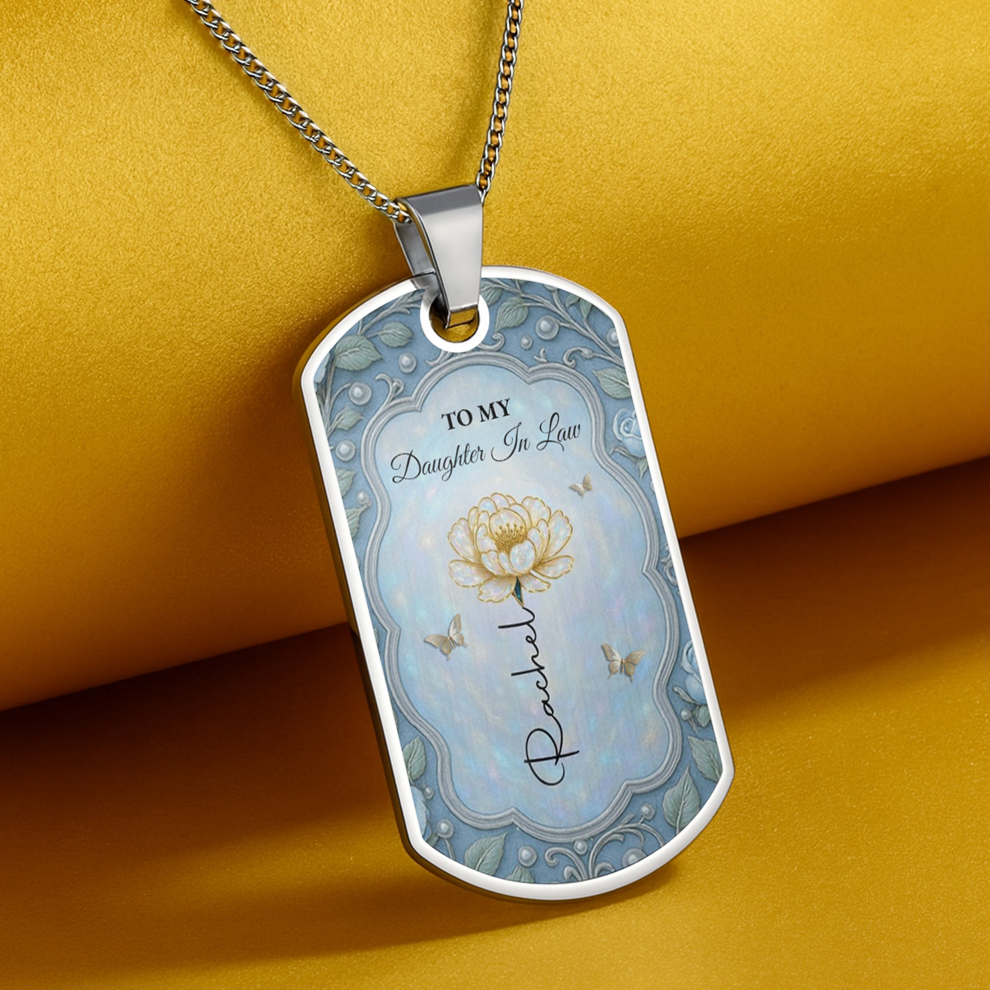 To My Daughter In Law, Flower And Butterflies Necklace