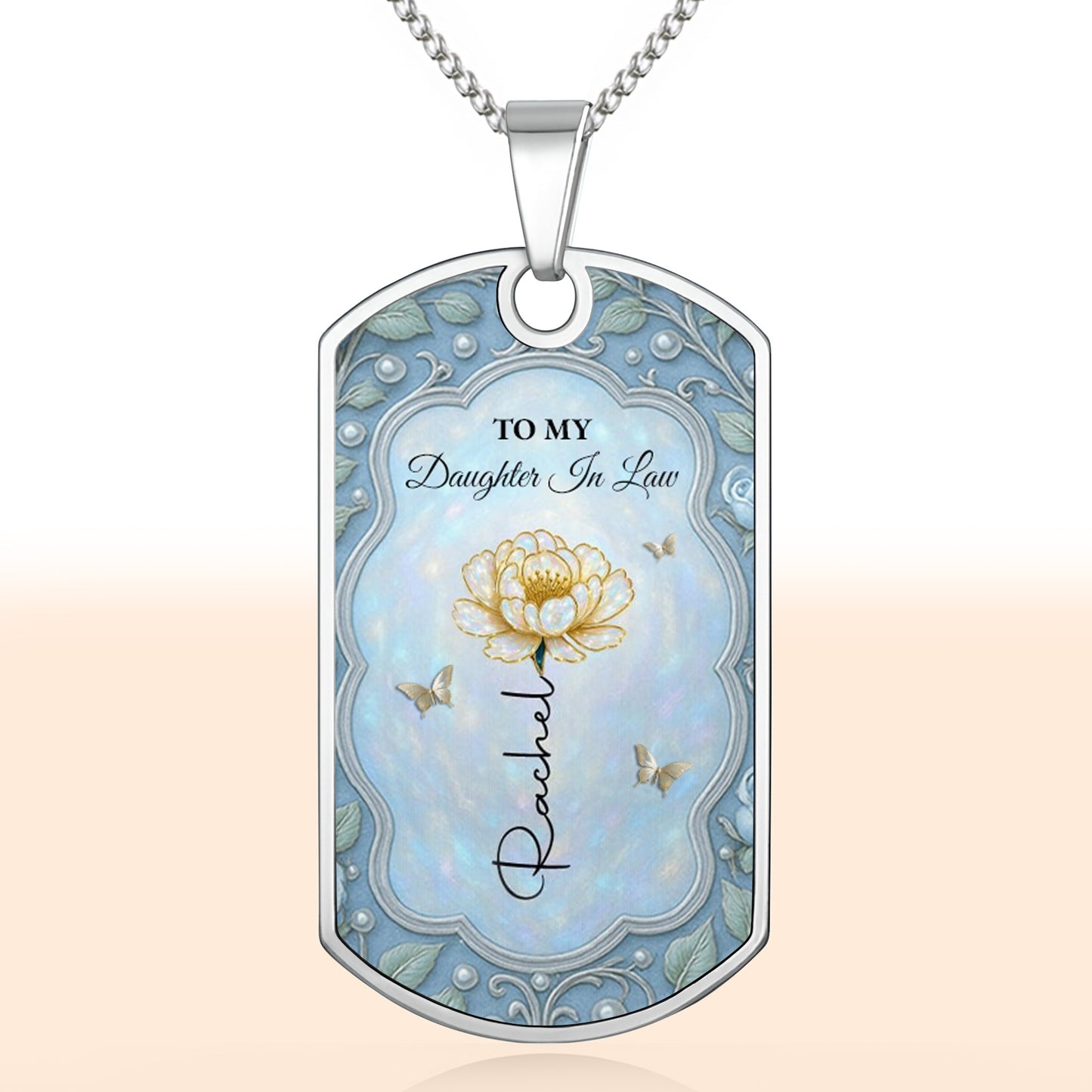 To My Daughter In Law, Flower And Butterflies Necklace