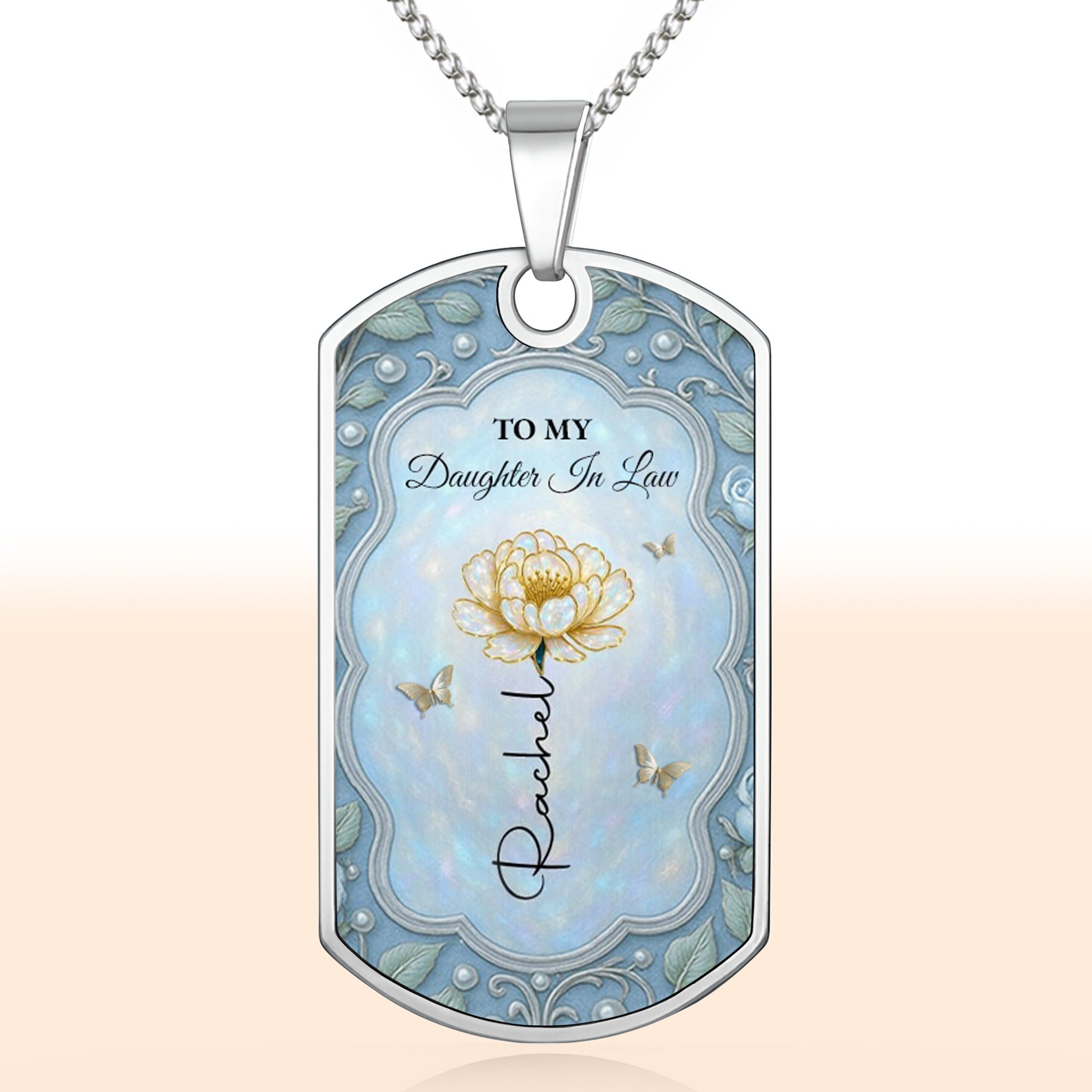 To My Daughter In Law, Flower And Butterflies Necklace