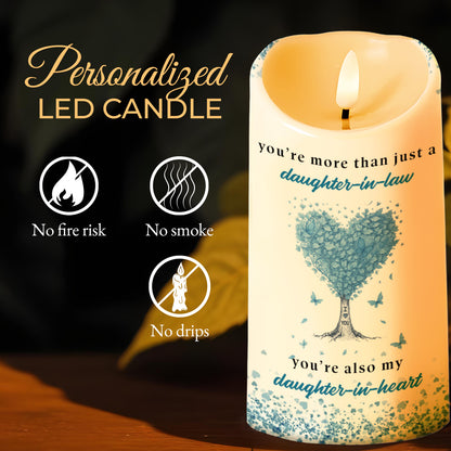 To My Daughter-In-Law, Heart and Tree Design - Personalized Custom LED Candle - DILA018_LECA