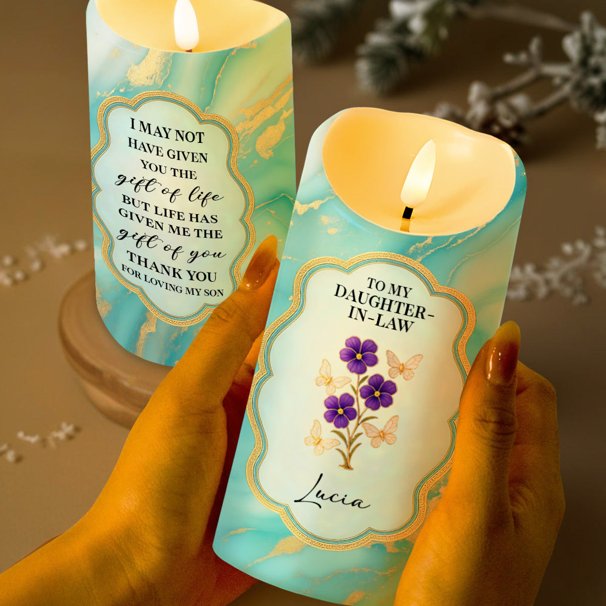 Thank You For Loving My Son, Marbled Design, Flowers