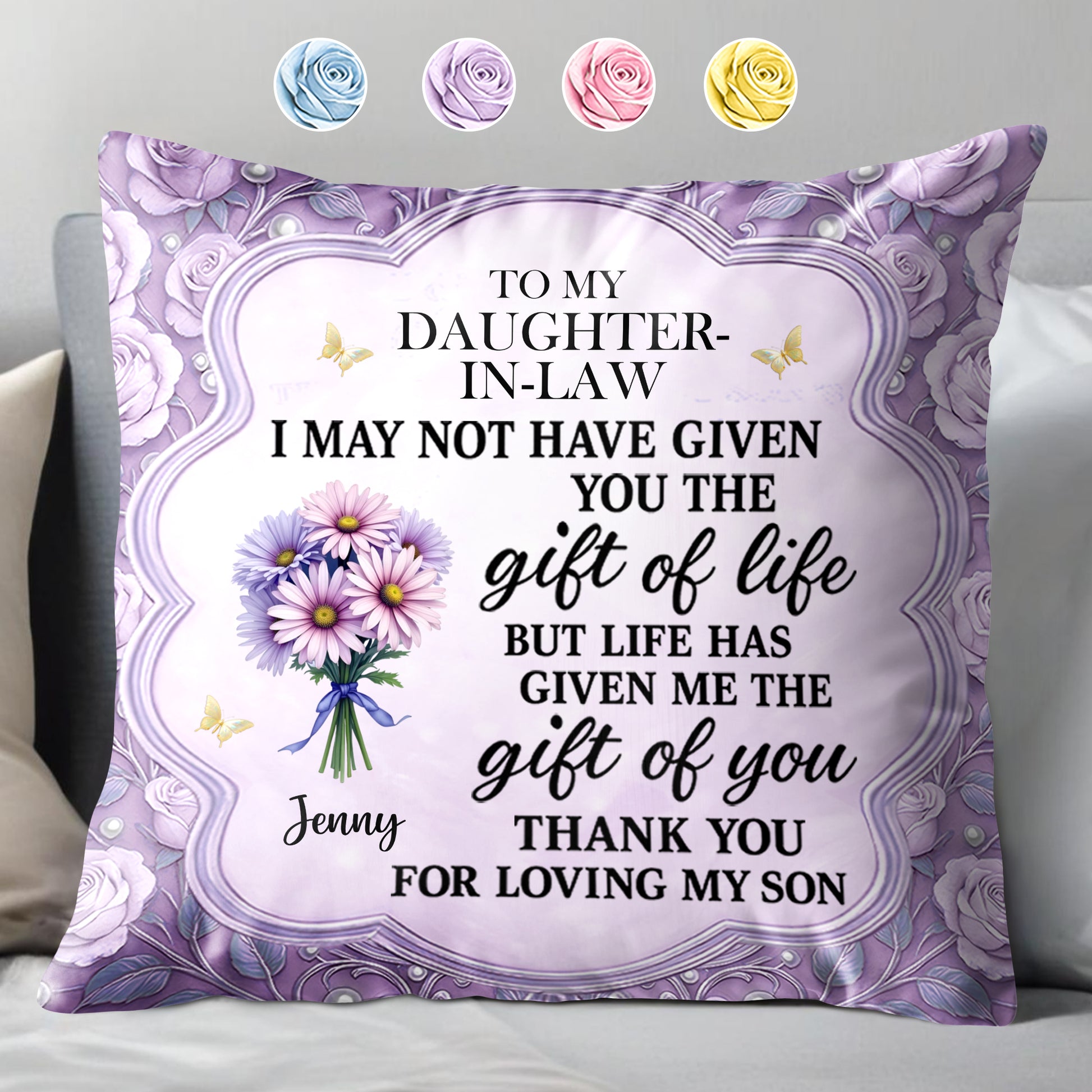 To My Daughter-In-Law, The Gift Of You, Flowers And Butterflies