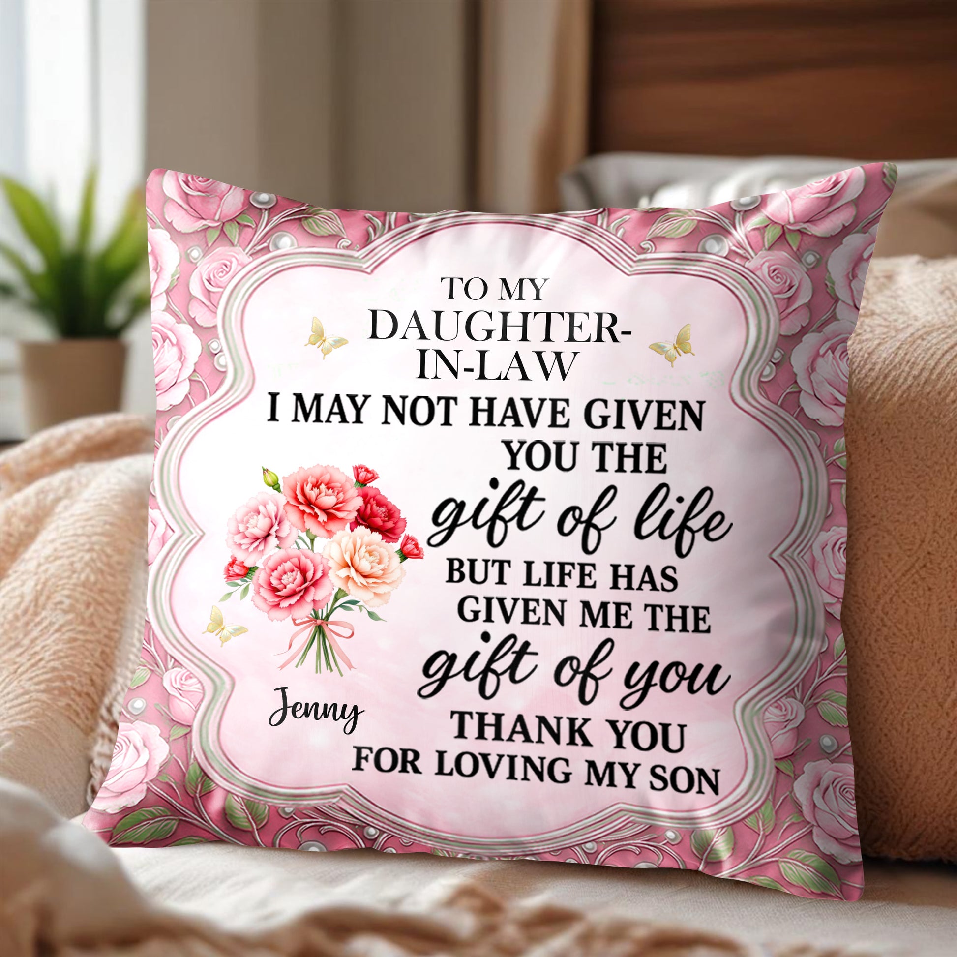 To My Daughter-In-Law, The Gift Of You, Flowers And Butterflies