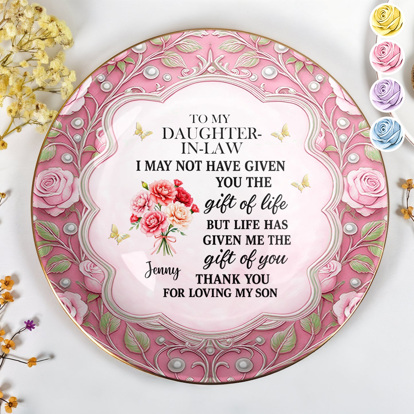 To My Daughter-In-Law, Thank You For Loving My Son, Flowers