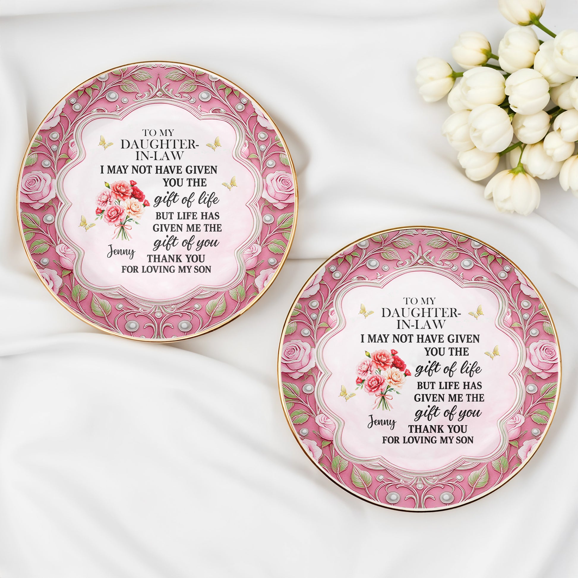 To My Daughter-In-Law, Thank You For Loving My Son, Flowers