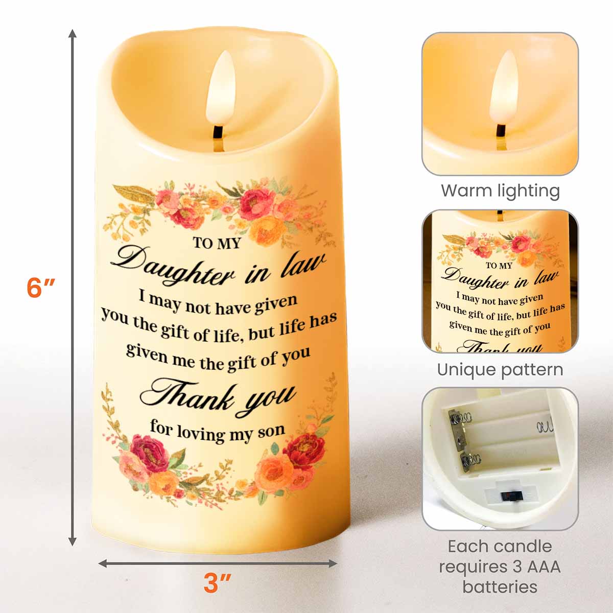 To My Daughter In Law, Thank You For Loving My Son, Flowers