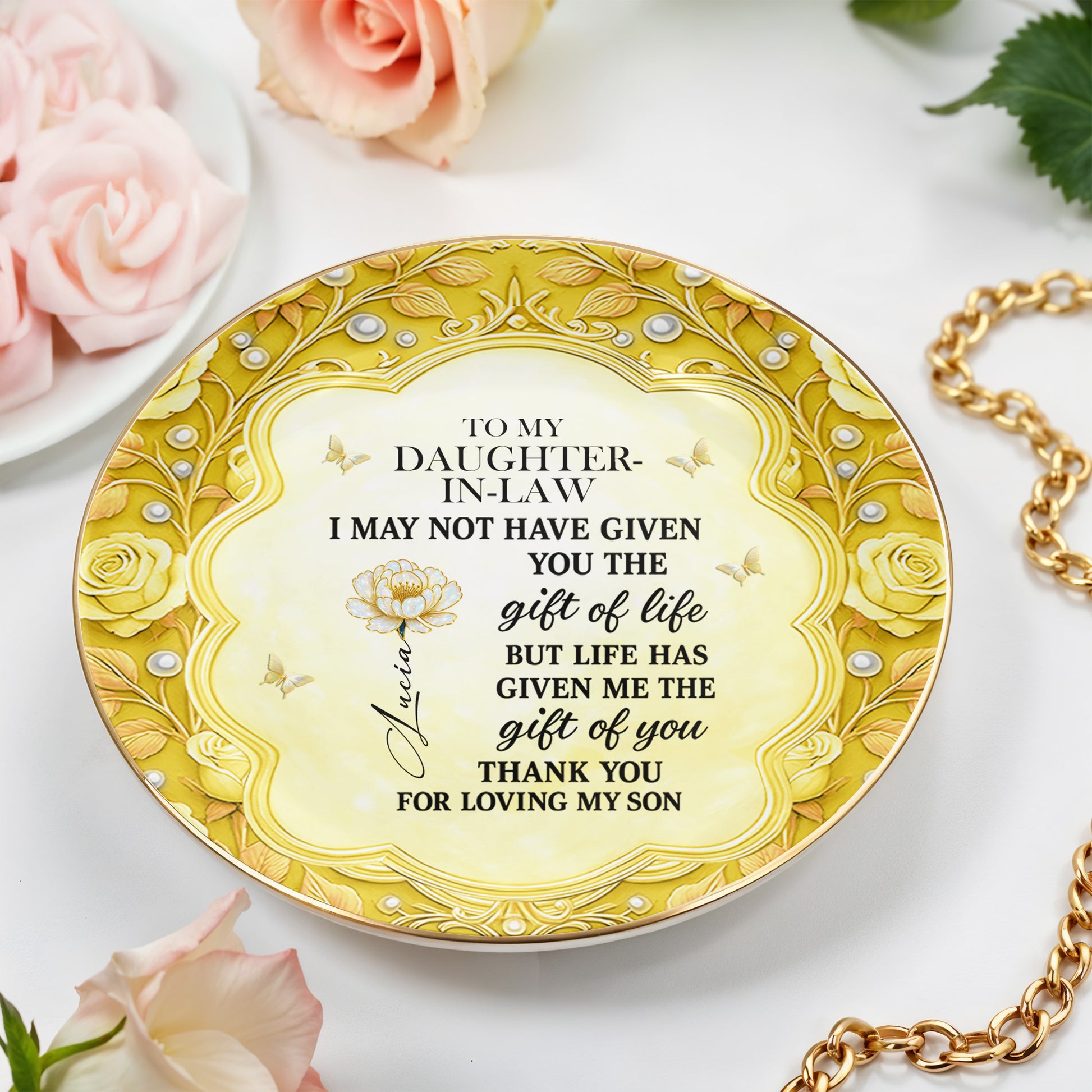 To My Daughter-In-Law, Gift Of Life, Flowers And Butterfly Design