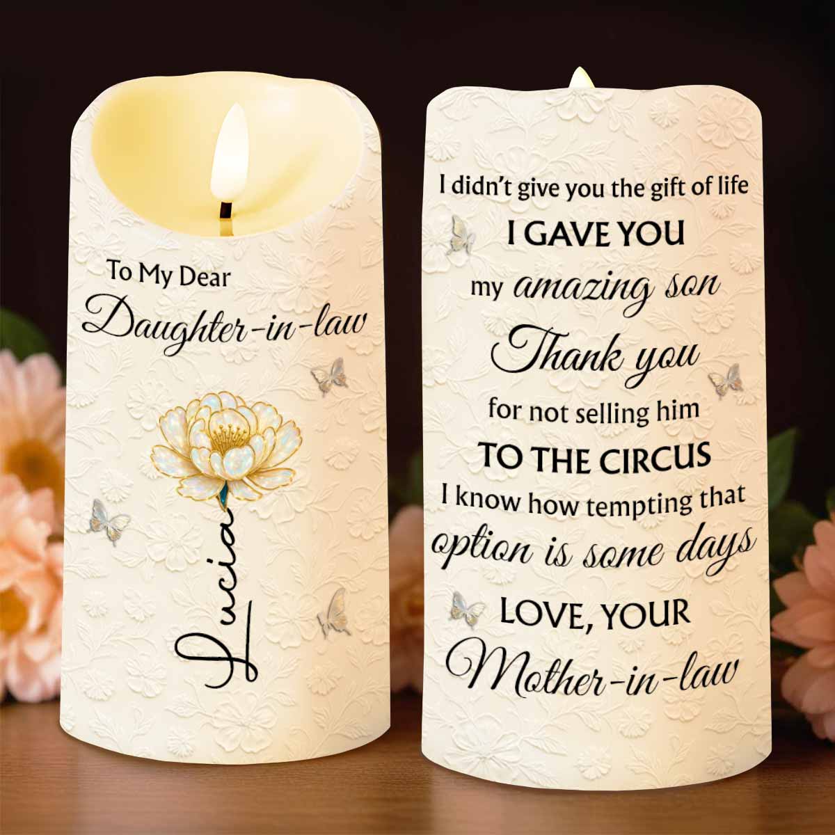 To My Dear Daughter-in-law, Flower And Butterfly Design