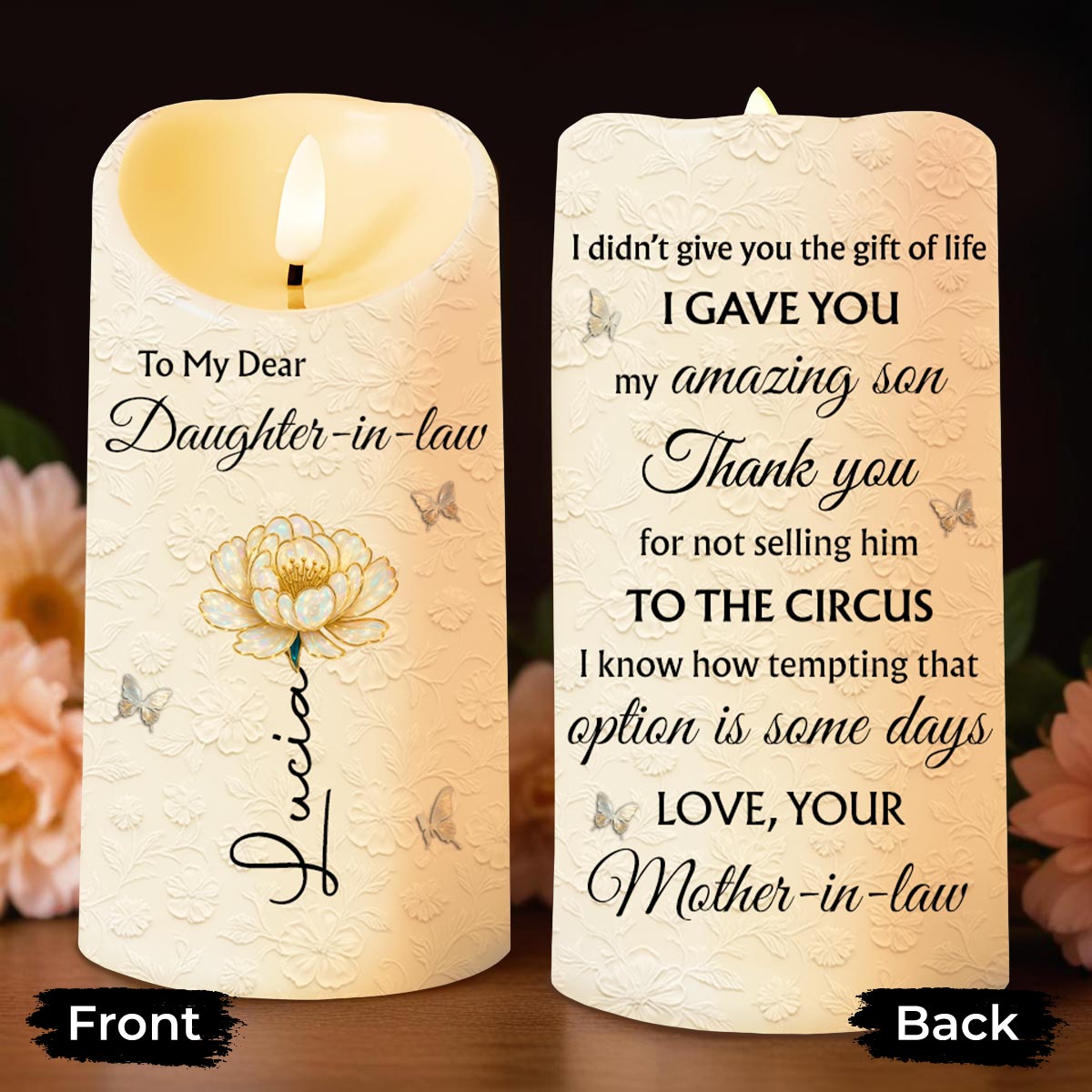 To My Dear Daughter-in-law, Flower And Butterfly Design