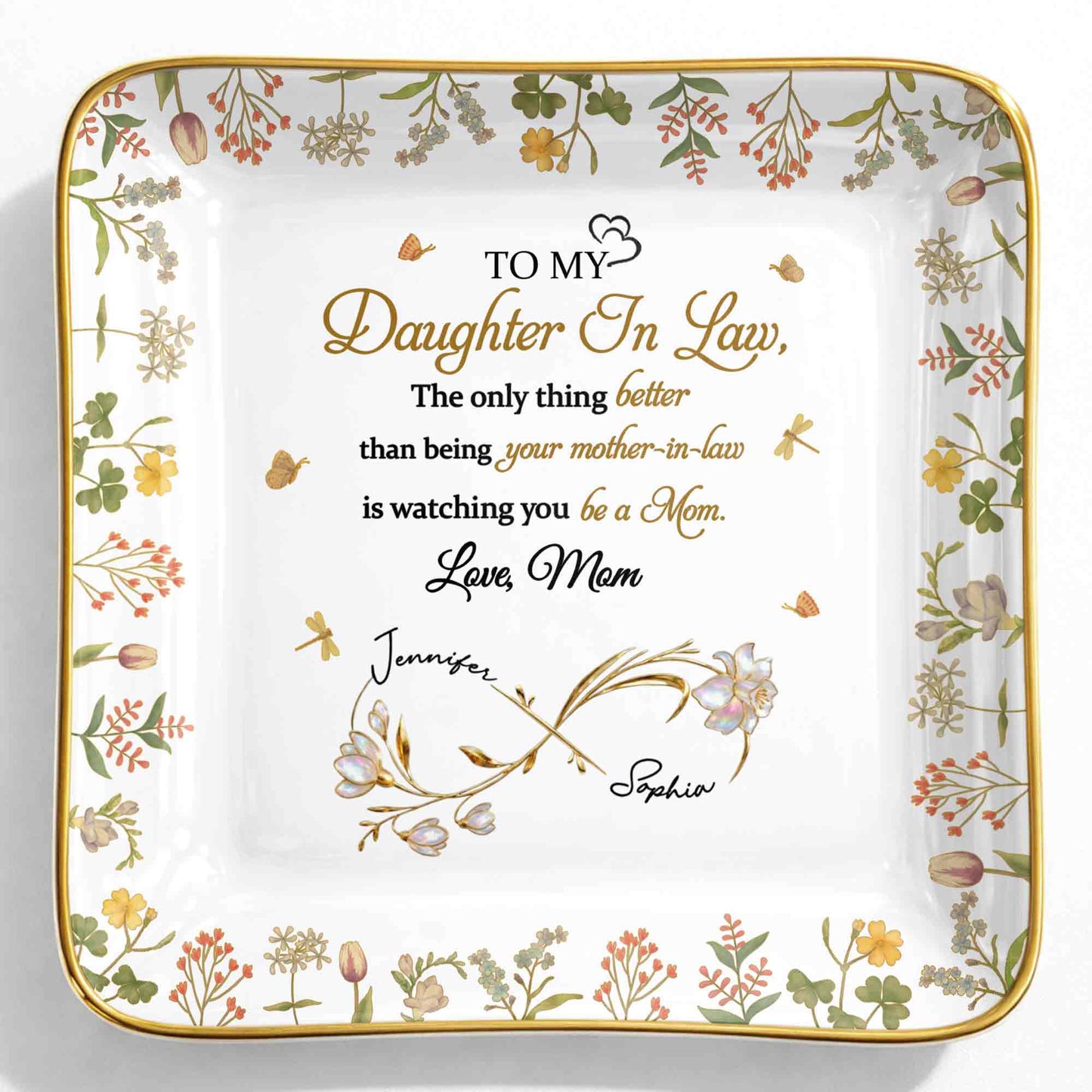 To My Daughter In Law Watching You Be A Mom - Personalized Custom Jewelry Dish, Ceramic Dish, Square Shape - DILA067_SCRF