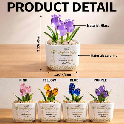 To My Daughter In Law Watching You Be A Mom Birth Month Flowers - Personalized Custom Glass Everlasting Tulips - DILA079_GLATU