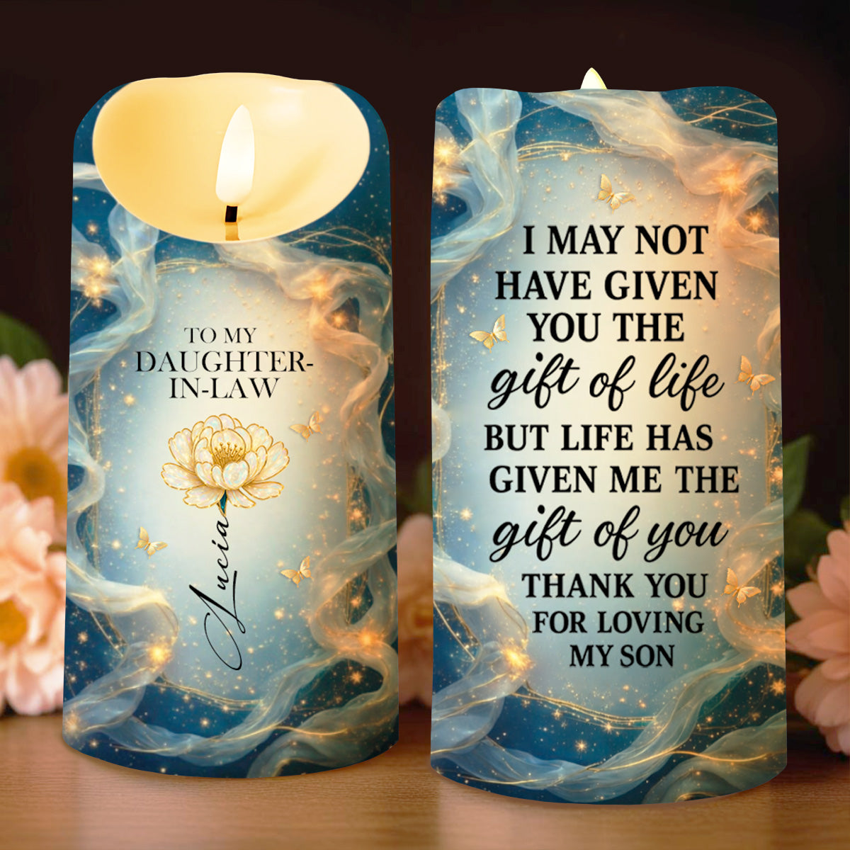 To My Daughter-In-Law, Thank You For Loving My Son, Flowers And Butterflies