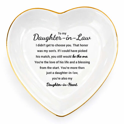 To My Daughter In Law You Still Would Be The One Heart Ceramic - Personalized Custom Jewelry Dish, Ceramic Dish, Heart Shape - DILA138_HCRF