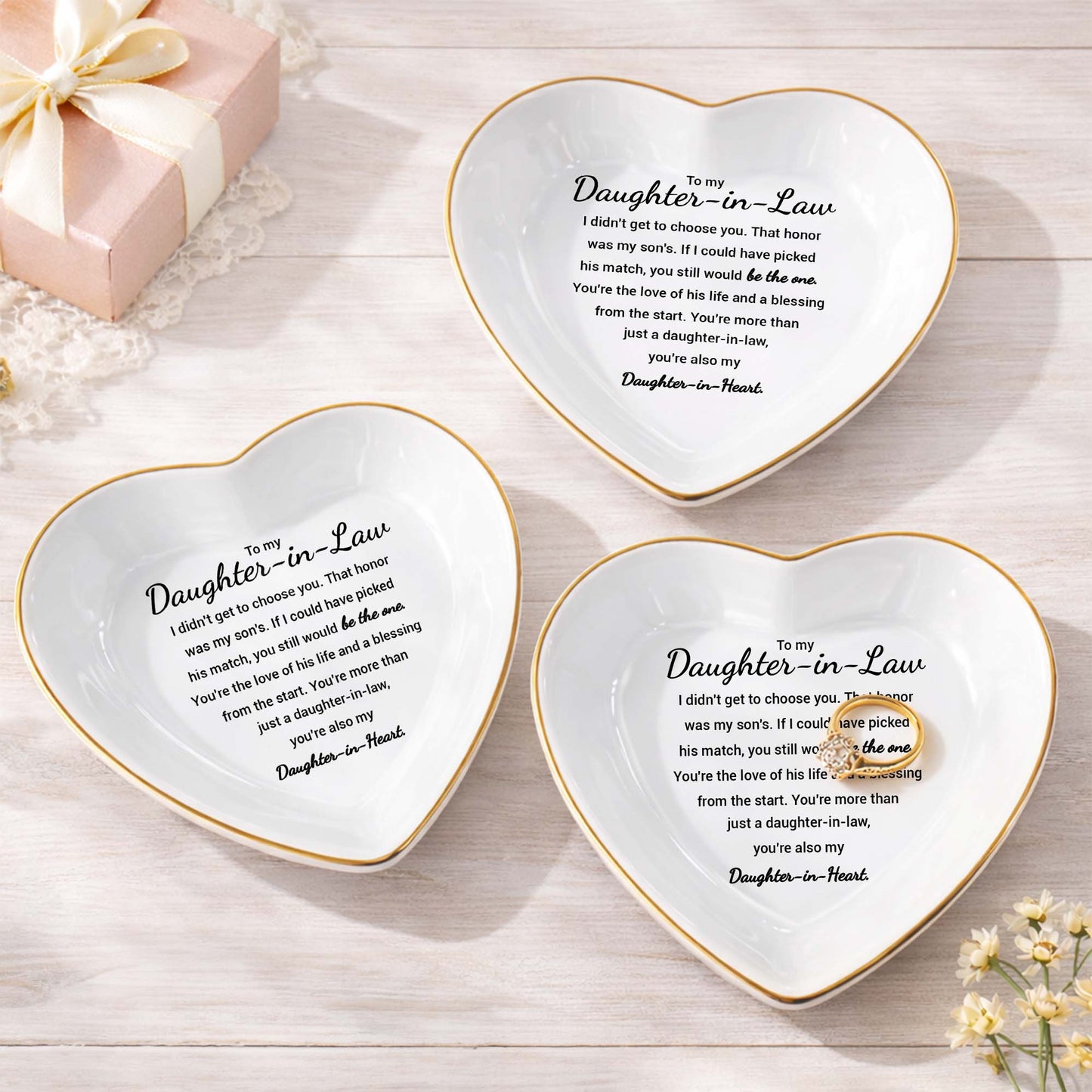 To My Daughter In Law You Still Would Be The One Heart Ceramic - Personalized Custom Jewelry Dish, Ceramic Dish, Heart Shape - DILA138_HCRF
