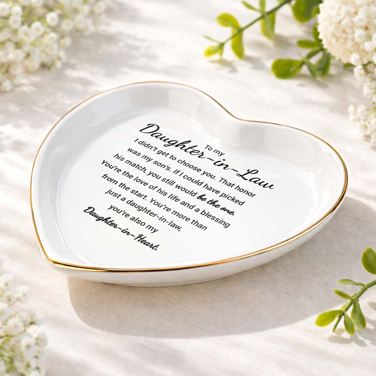 To My Daughter In Law You Still Would Be The One Heart Ceramic - Personalized Custom Jewelry Dish, Ceramic Dish, Heart Shape - DILA138_HCRF