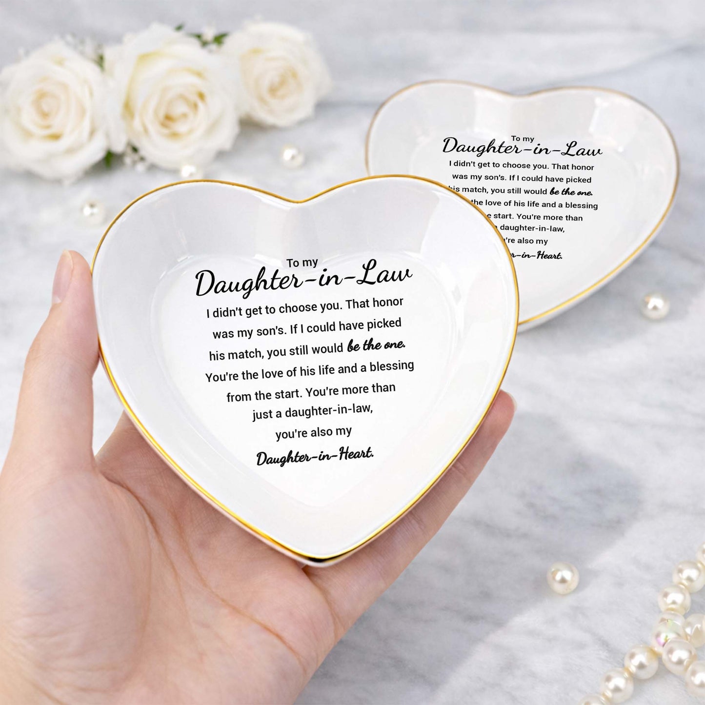 To My Daughter In Law You Still Would Be The One Heart Ceramic - Personalized Custom Jewelry Dish, Ceramic Dish, Heart Shape - DILA138_HCRF