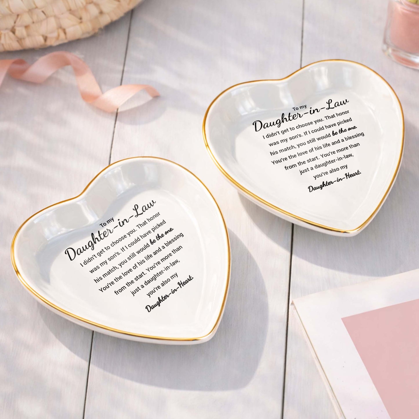 To My Daughter In Law You Still Would Be The One Heart Ceramic - Personalized Custom Jewelry Dish, Ceramic Dish, Heart Shape - DILA138_HCRF
