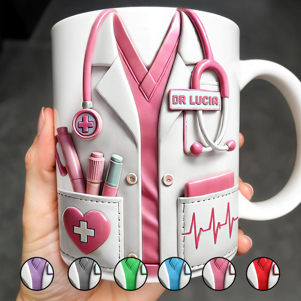 Medical Appreciation Design With Stethoscope and Pocket Details - Personalized Custom Coffee Mug - DOC002_MG