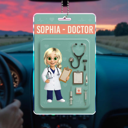 Personalized Doctor-Themed Ornament with Stethoscope and Medical Clipboard