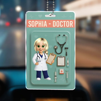 Personalized Doctor-Themed Ornament with Stethoscope and Medical Clipboard