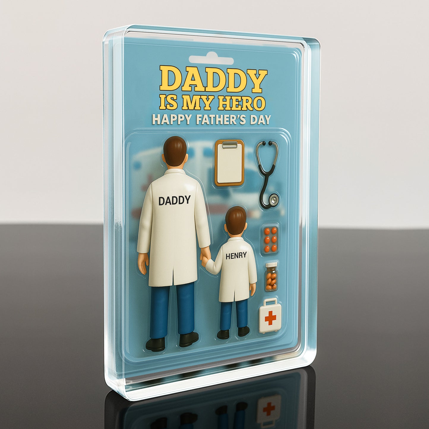 Daddy Is My Hero Happy Father's Day, Medical Tools and Doctor Figures