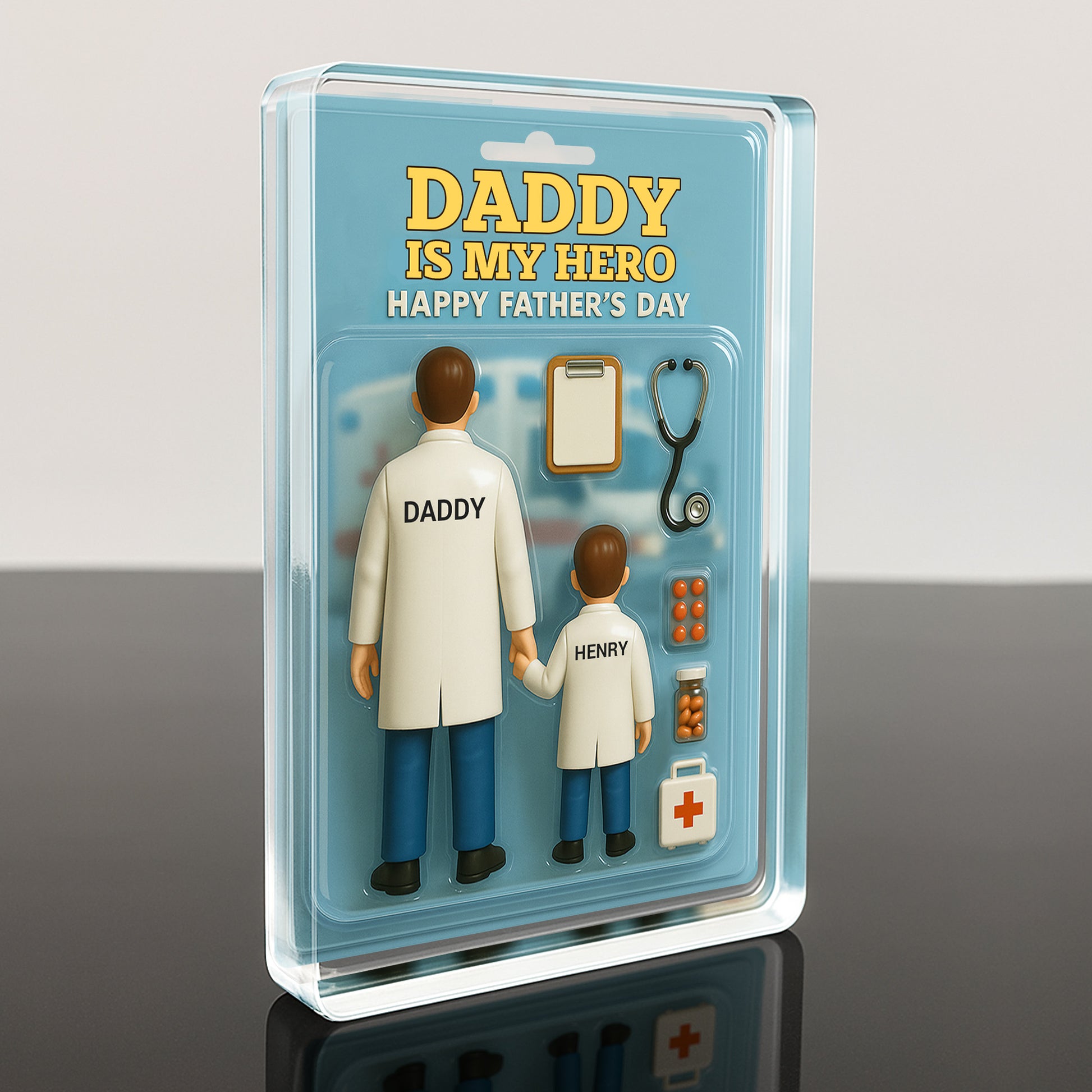 Daddy Is My Hero Happy Father's Day, Medical Tools and Doctor Figures