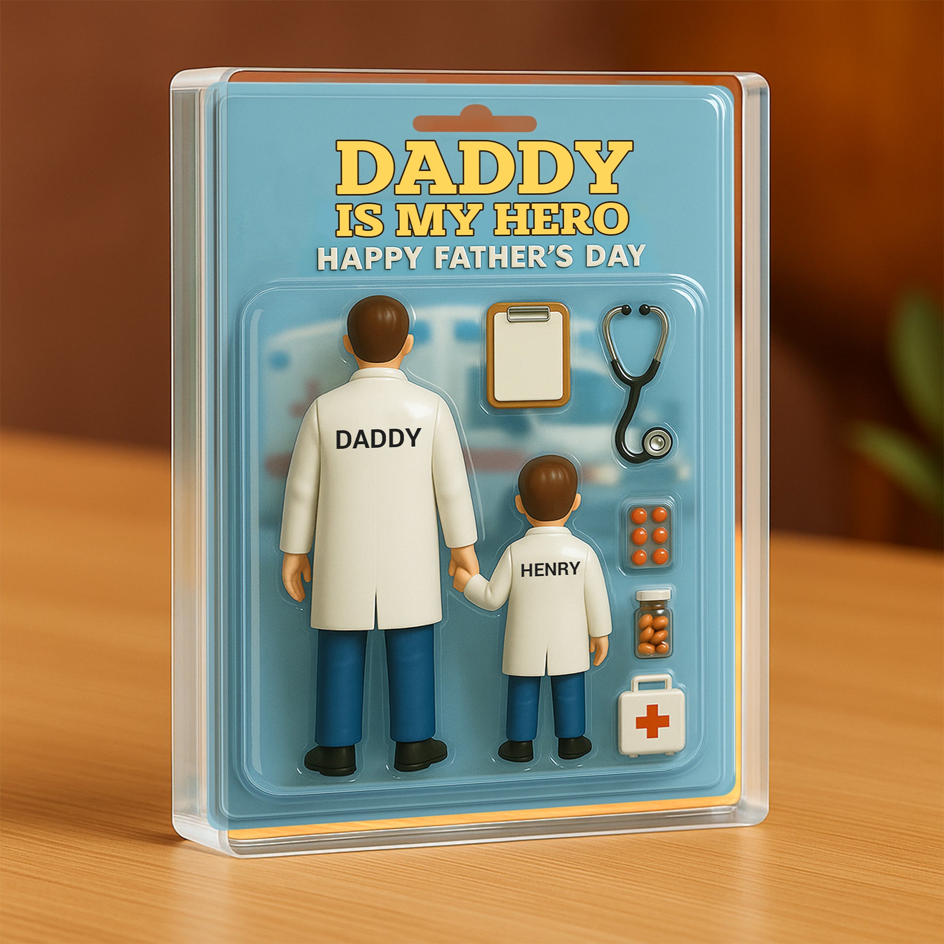 Daddy Is My Hero Happy Father's Day, Medical Tools and Doctor Figures
