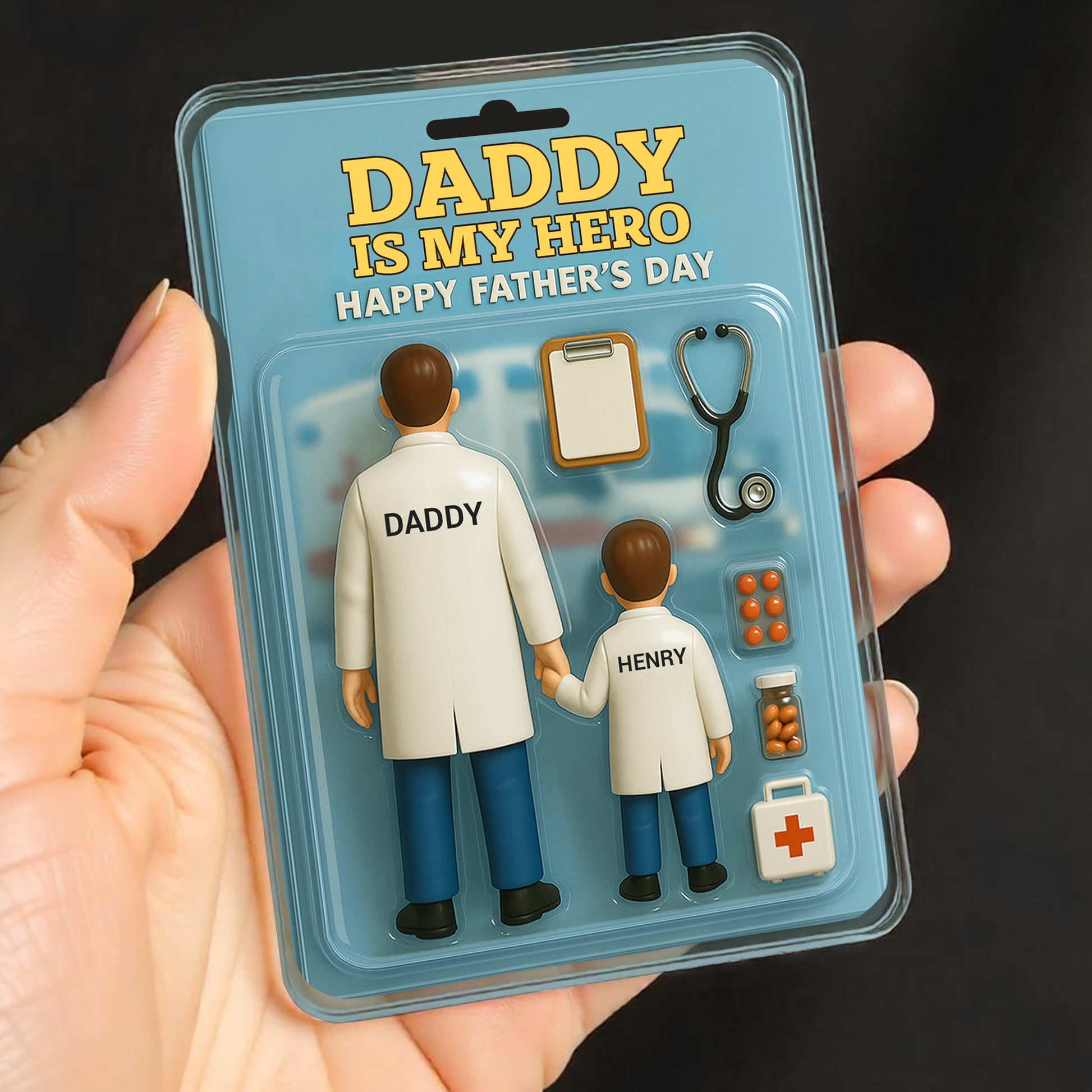 Daddy Is My Hero Happy Father's Day, Medical Tools and Doctor Figures