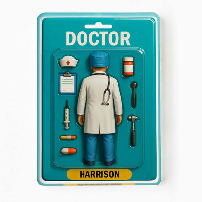 Doctor Figurine Display With Medical Tools