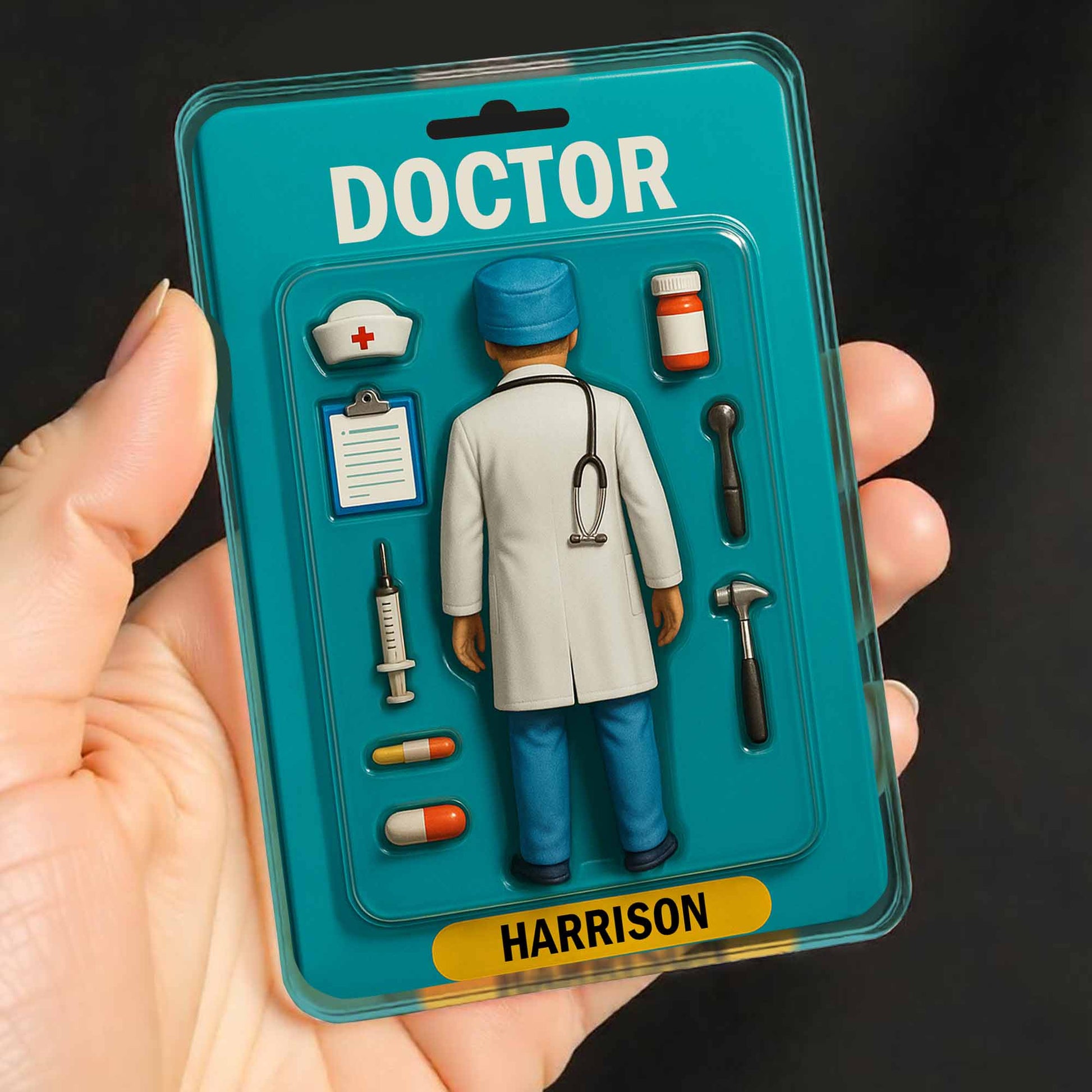 Doctor Figurine Display With Medical Tools