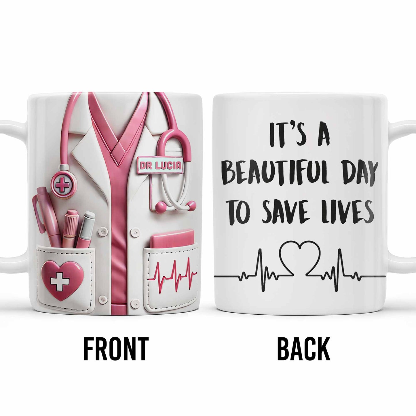 It's A Beautiful Day To Save Lives, Medical Scrubs And Stethoscope - Personalized Custom Coffee Mug - DOC017_MG