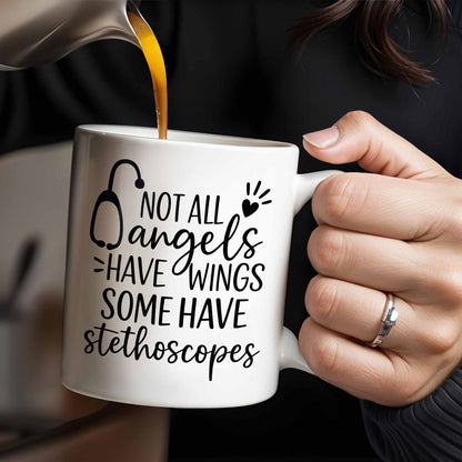 Not All Angels Have Wings Some Have Stethoscopes, Medical Uniform - Personalized Custom Coffee Mug - DOC018_MG