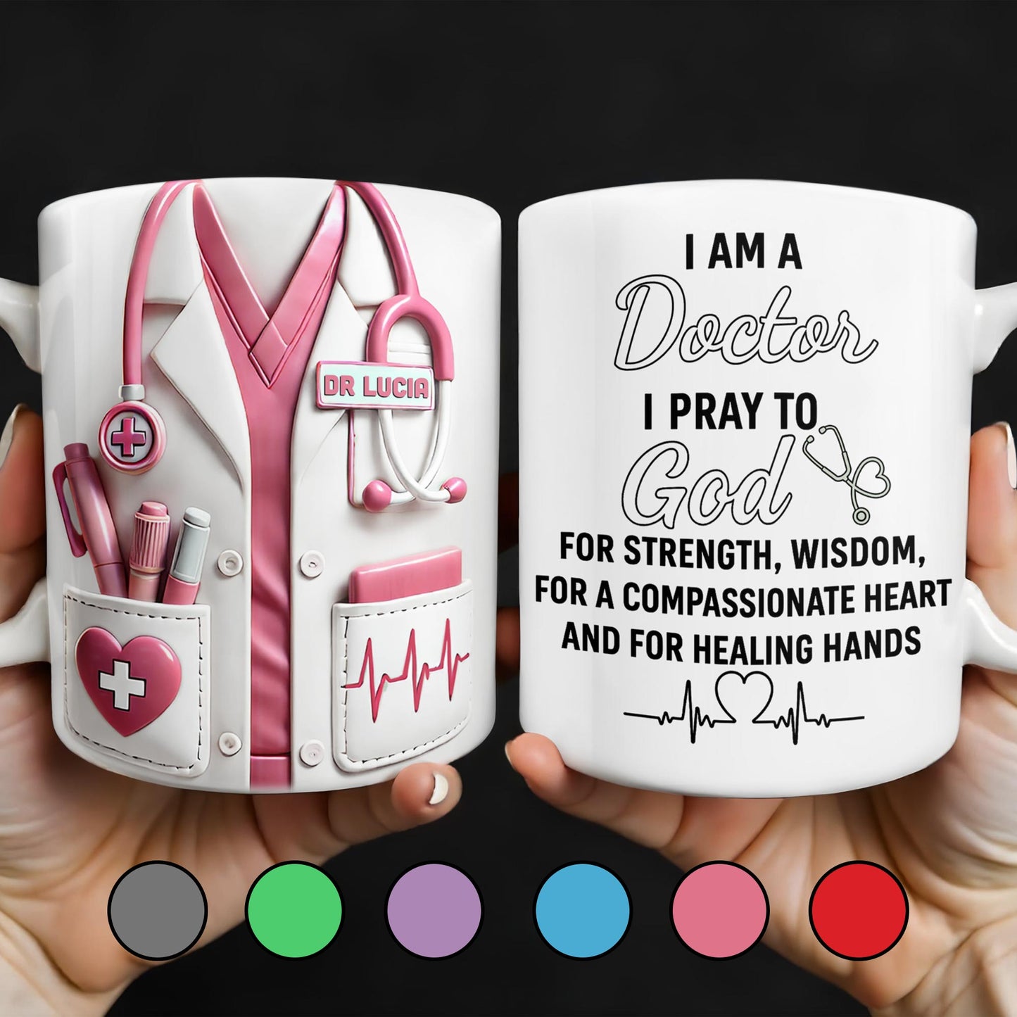I Am A Doctor I Pray To God, Medical Coat and Stethoscope - Personalized Custom Coffee Mug - DOC021_MG