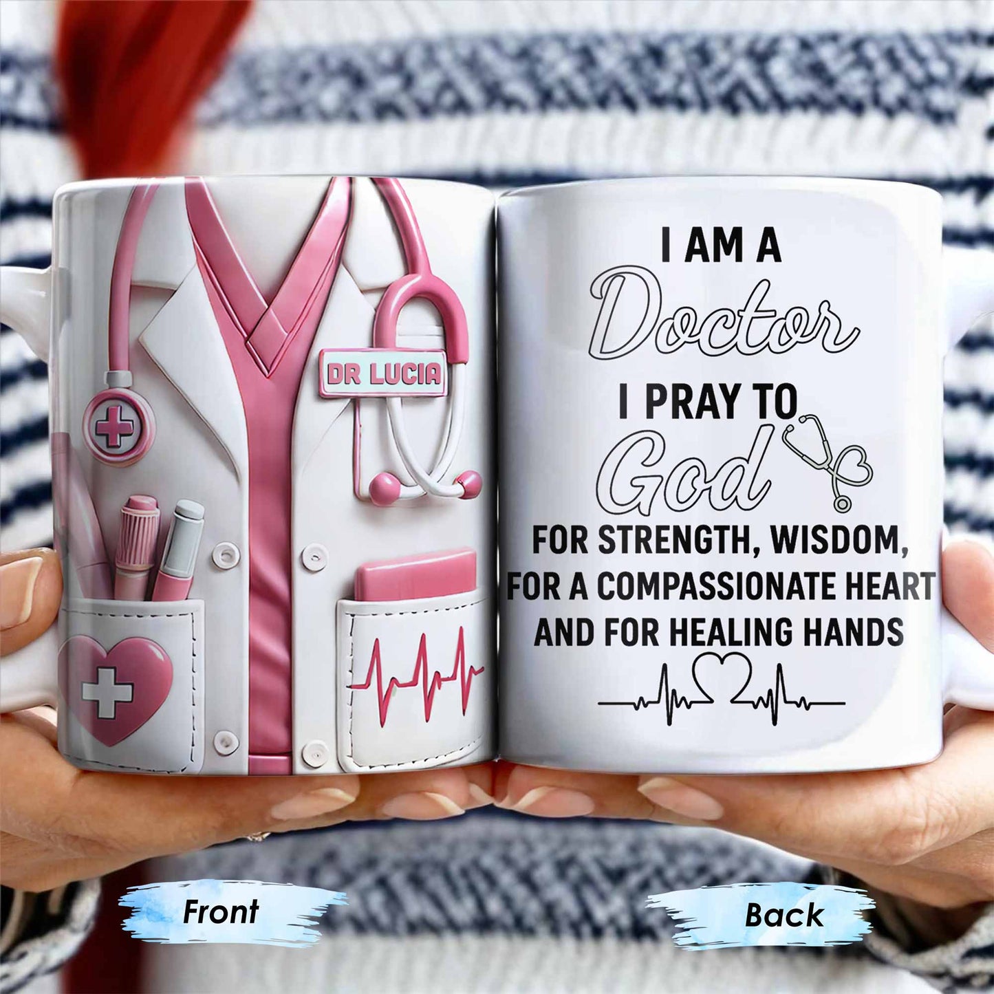 I Am A Doctor I Pray To God, Medical Coat and Stethoscope - Personalized Custom Coffee Mug - DOC021_MG
