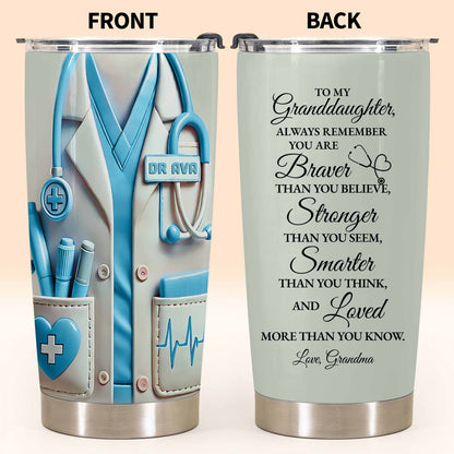 Para un doctor brillante, su cuidado y compasión, herramientas y uniformes médicos - Vaso de acero inoxidable personalizado de 20 oz y 30 oz - DOC036_TB