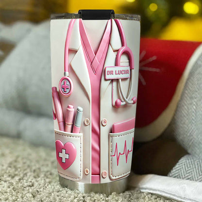 Para un doctor brillante, su cuidado y compasión, herramientas y uniformes médicos - Vaso de acero inoxidable personalizado de 20 oz y 30 oz - DOC036_TB