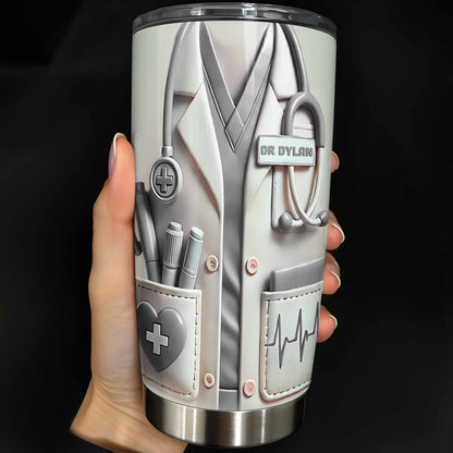 Para un doctor brillante, su cuidado y compasión, herramientas y uniformes médicos - Vaso de acero inoxidable personalizado de 20 oz y 30 oz - DOC036_TB